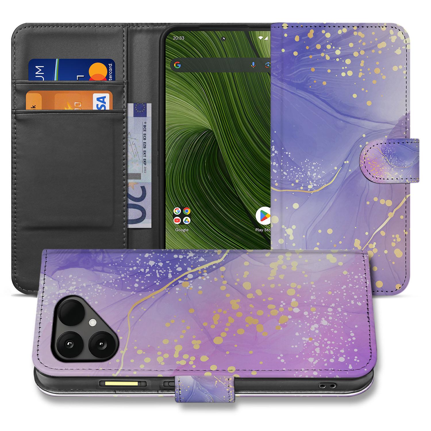 Watercolor Paars Fairphone 6 Book Case binnenkant buitenkant paars aquarelprint