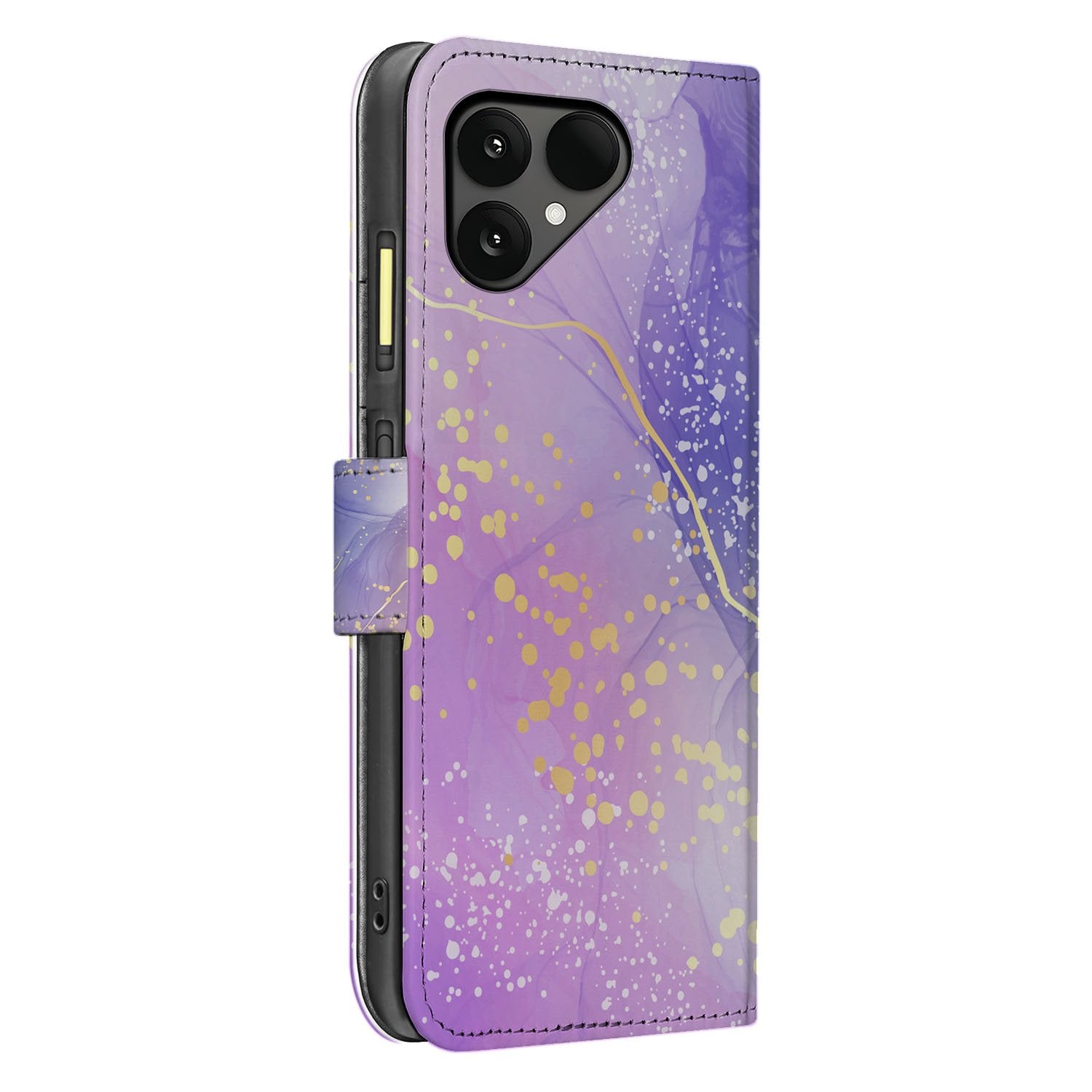 Watercolor Paars Fairphone 6 Book Case zijaanzicht paars aquarelprint