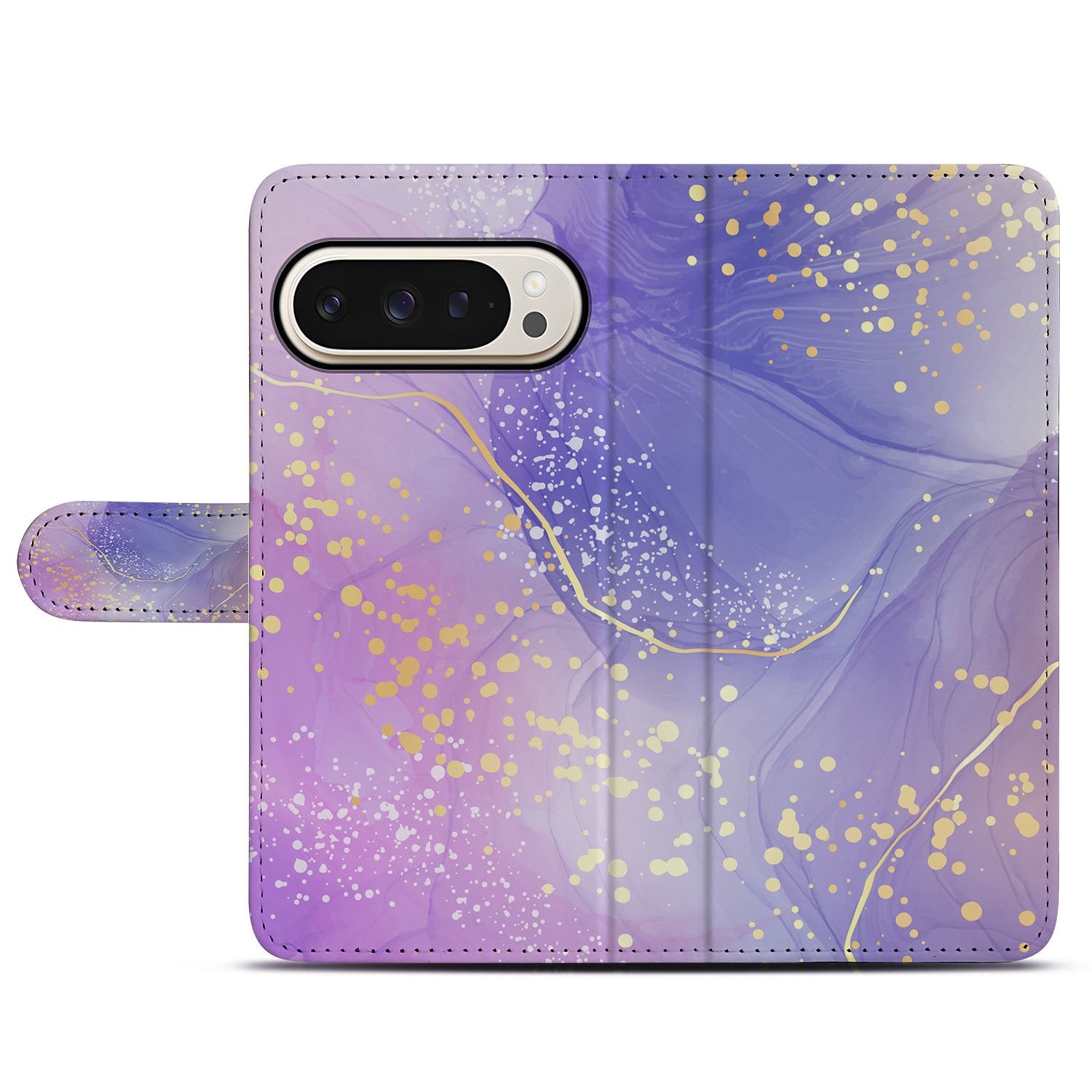 Watercolor Paars Google Pixel 10 Google Pixel 10 Pro Book Case ontwerp aquarel paars aanzicht