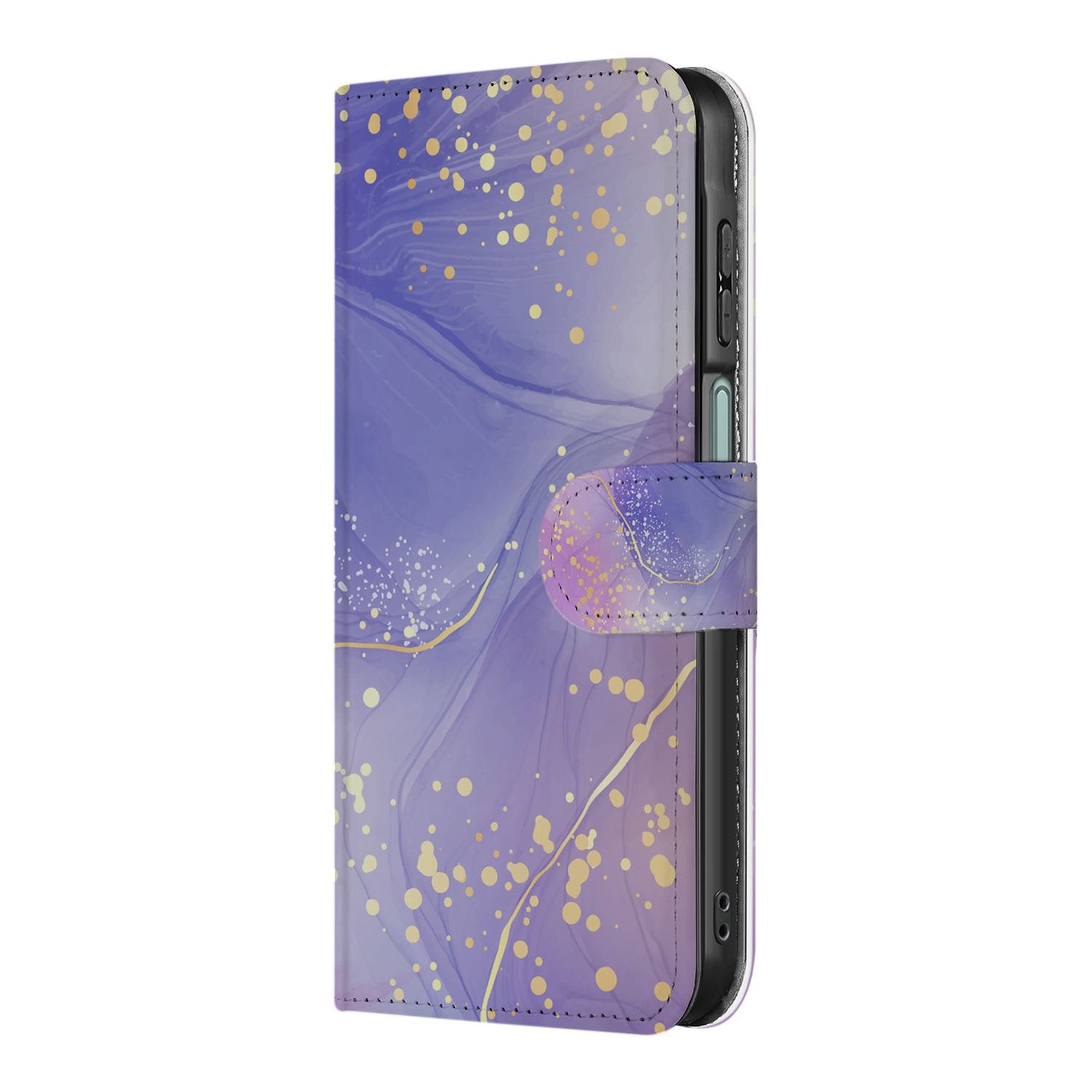 Samsung Galaxy A17 Watercolor Paars Hoesje PU-Leer Aanzicht Zijkant