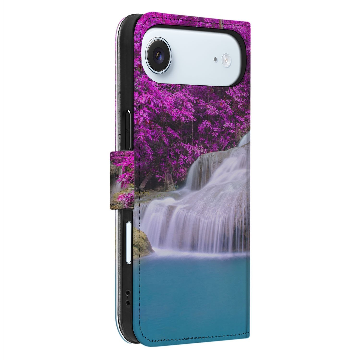 Apple iPhone Air Waterval Hoesje Voor Apple iPhone Air Portemonnee Hoesje paars boekhoes zijaanzicht