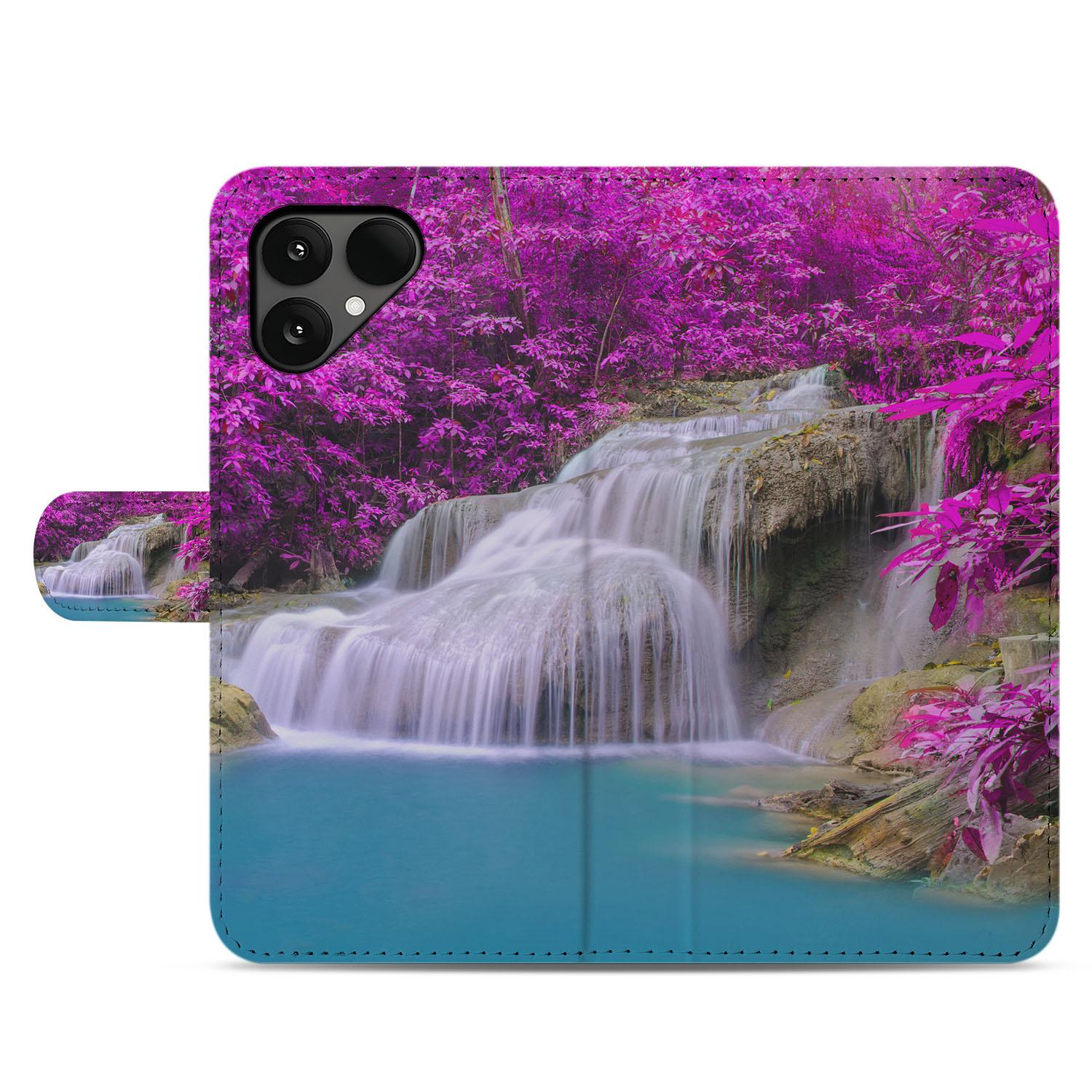 Waterval Paars Fairphone 6 Bookcase Hoesje portemonnee hoesje waterval paars aanzicht