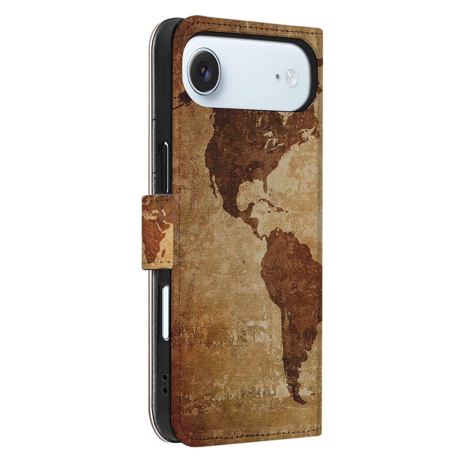 Wereldkaart Hoesje iPhone Air Bookcase ontwerp wereldkaart bruin geel