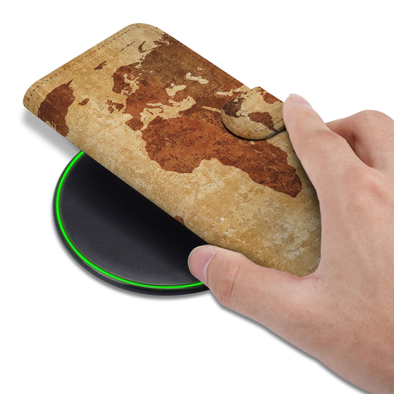 Wereldkaart Hoesje iPhone Air Bookcase hand aanzicht