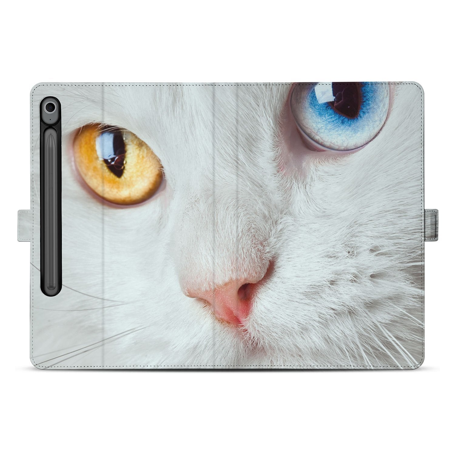 Witte Kat Tablet Hoesje met Standaard Samsung Galaxy Tab S10 FE | Tab S9 FE kat close-up design