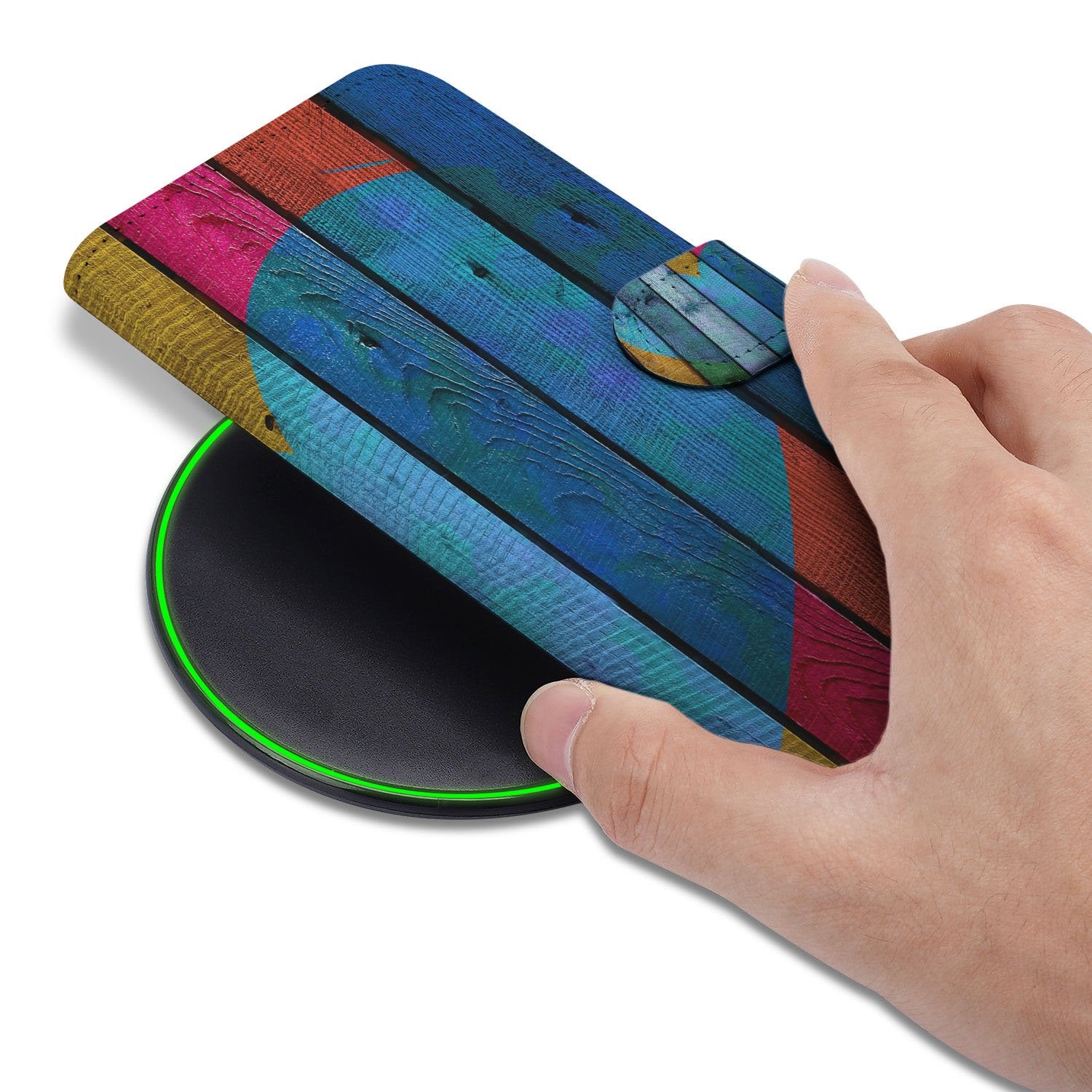 Wood Heart Hoesje Voor iPhone Air | Bookcase kleurrijk ontwerp hand aanzicht