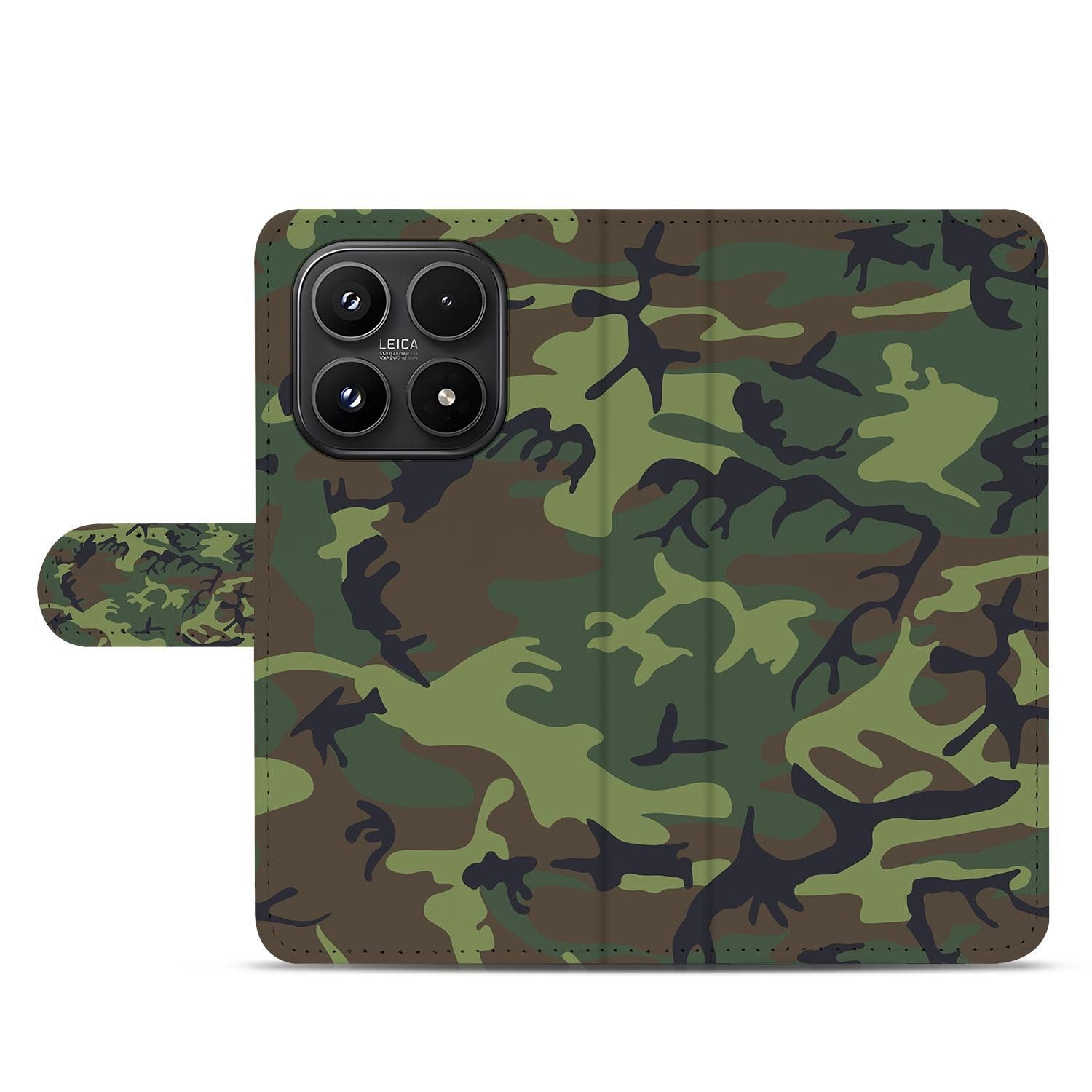 Xiaomi 17 bookcase Army Dark, open met pasjesvakken