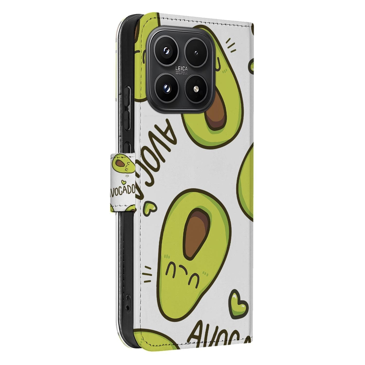 Xiaomi 17 bookcase Avocado Singing, zijkant met knopuitsparingen