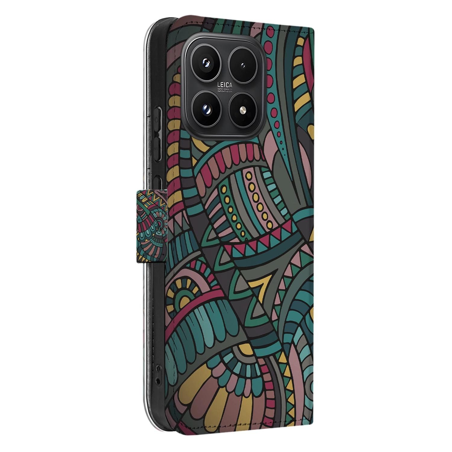 Xiaomi 17 bookcase Aztec, zijkant met knopuitsparingen