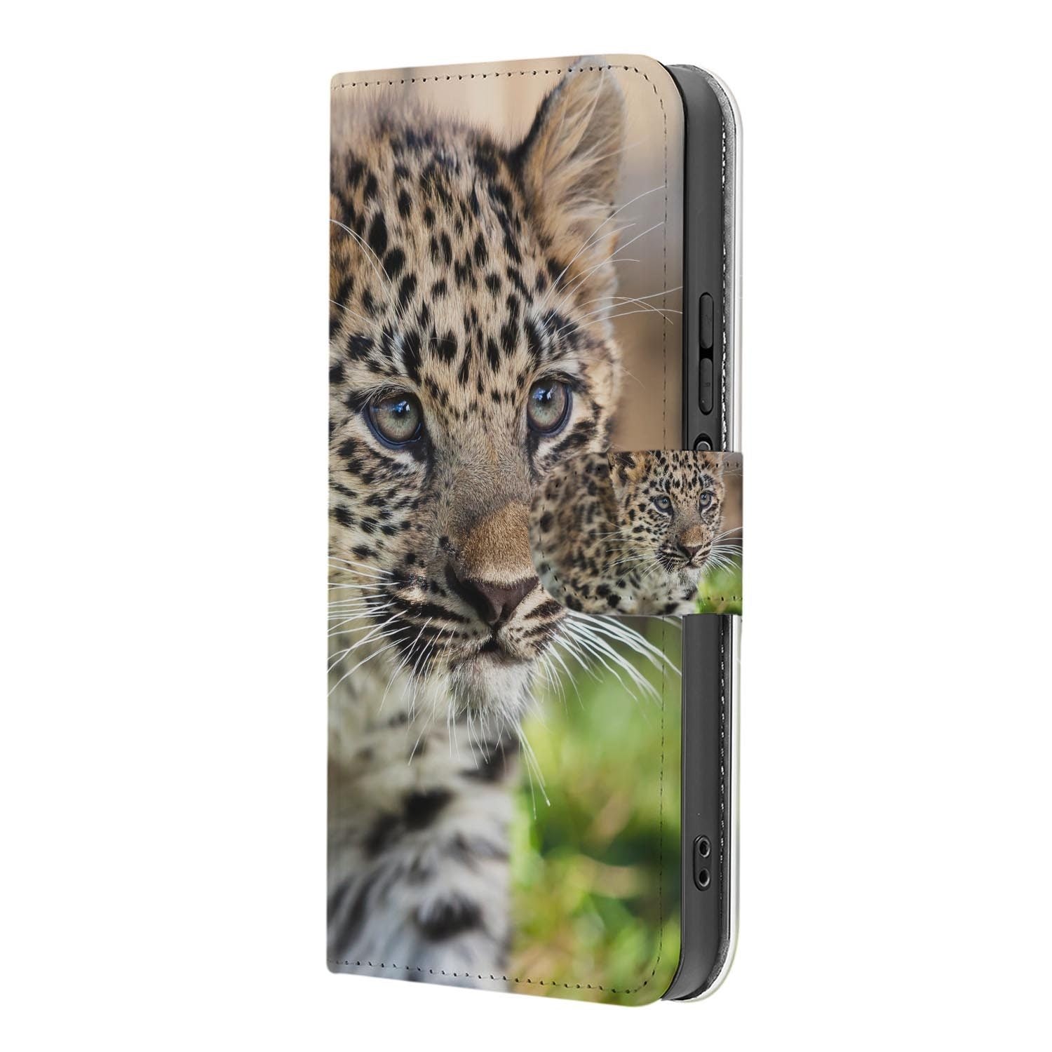 Xiaomi 17 bookcase Baby Luipaard, binnenkant met telefoon
