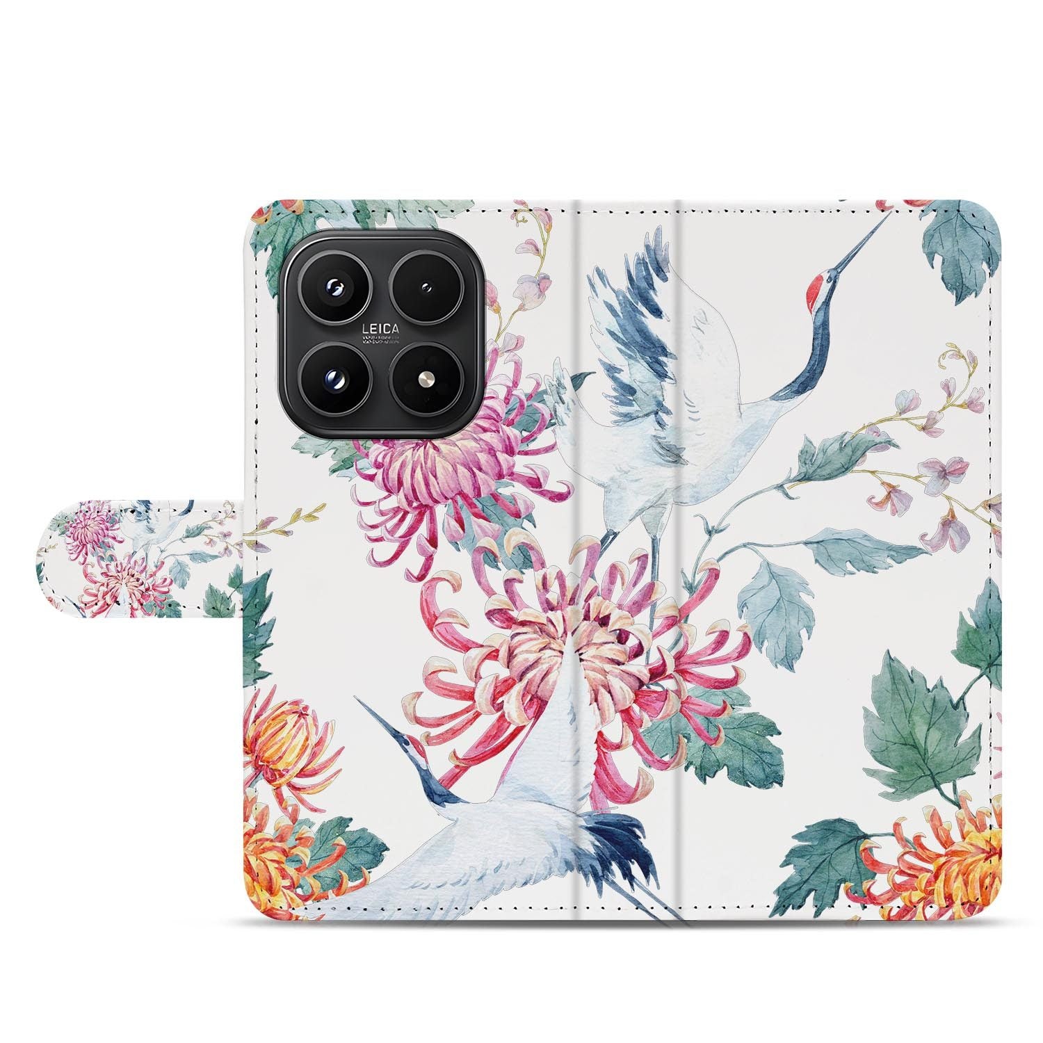 Xiaomi 17 bookcase Bird Flowers, open met pasjesvakken