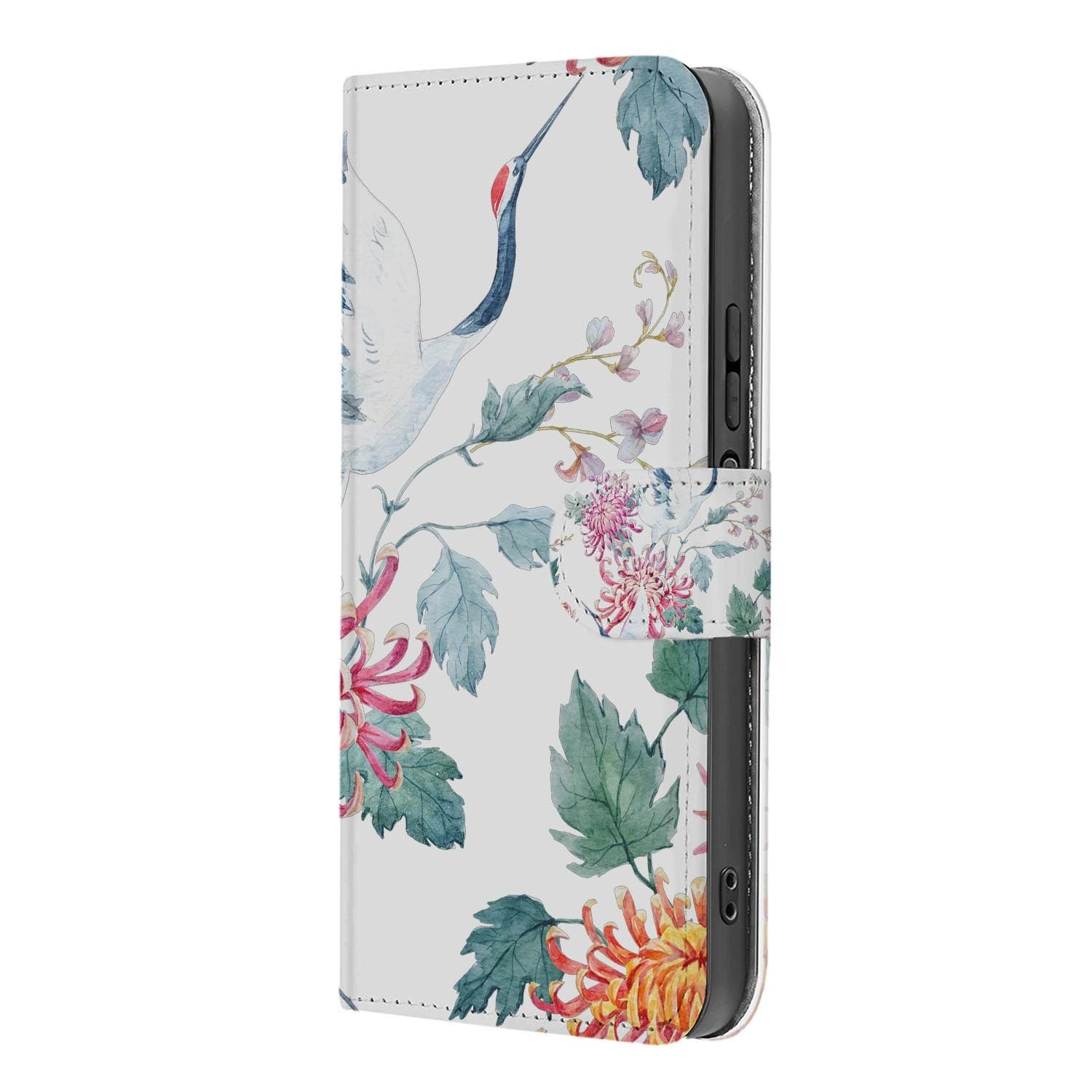 Xiaomi 17 bookcase Bird Flowers, binnenkant met telefoon