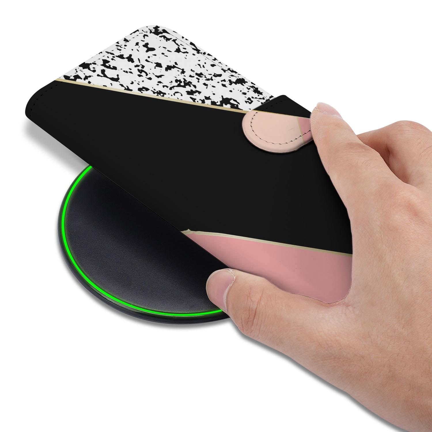 Xiaomi 17 bookcase Black Pink Shapes, detail van het stiksel