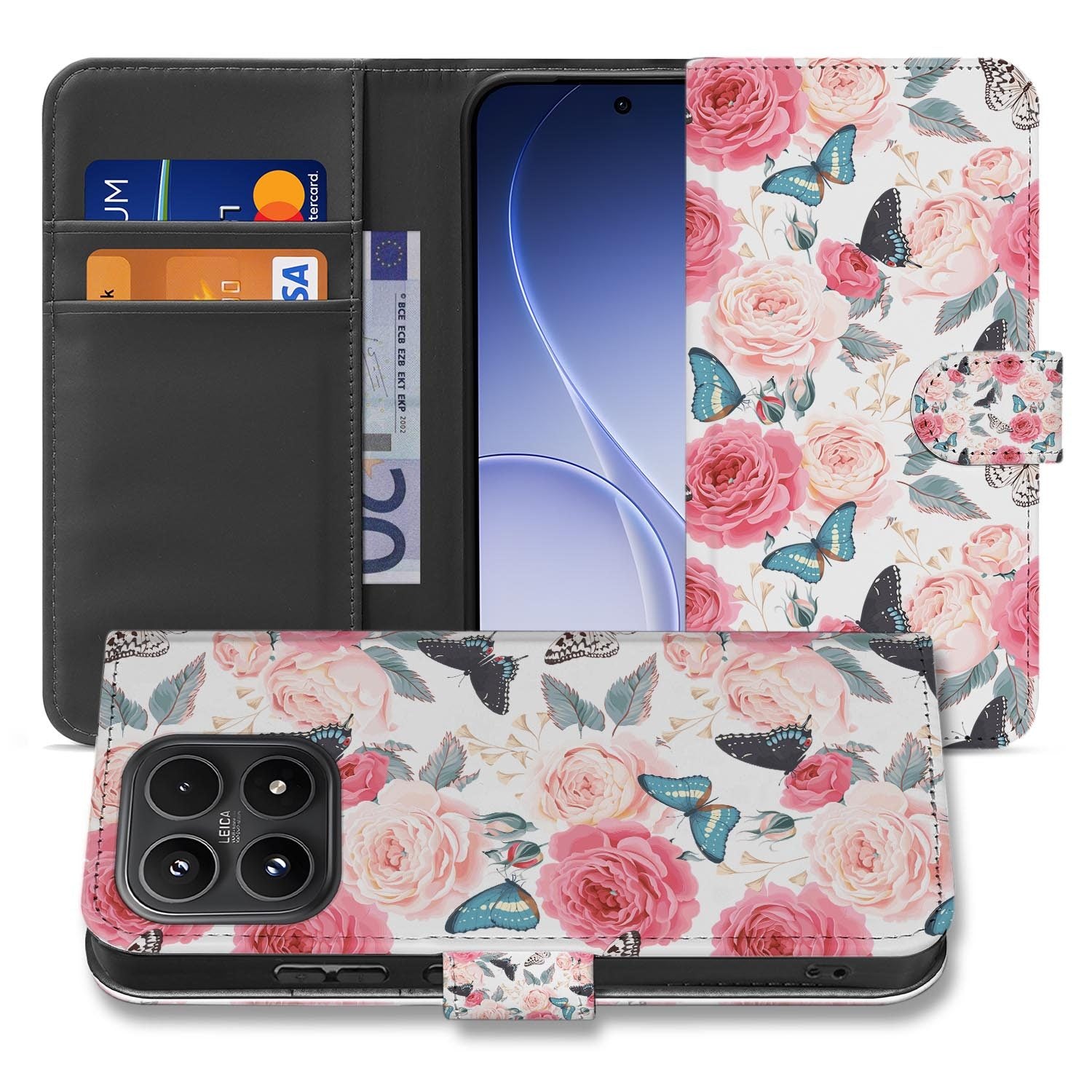 Xiaomi 17 bookcase Butterfly Roses, voorkant met gesloten klep