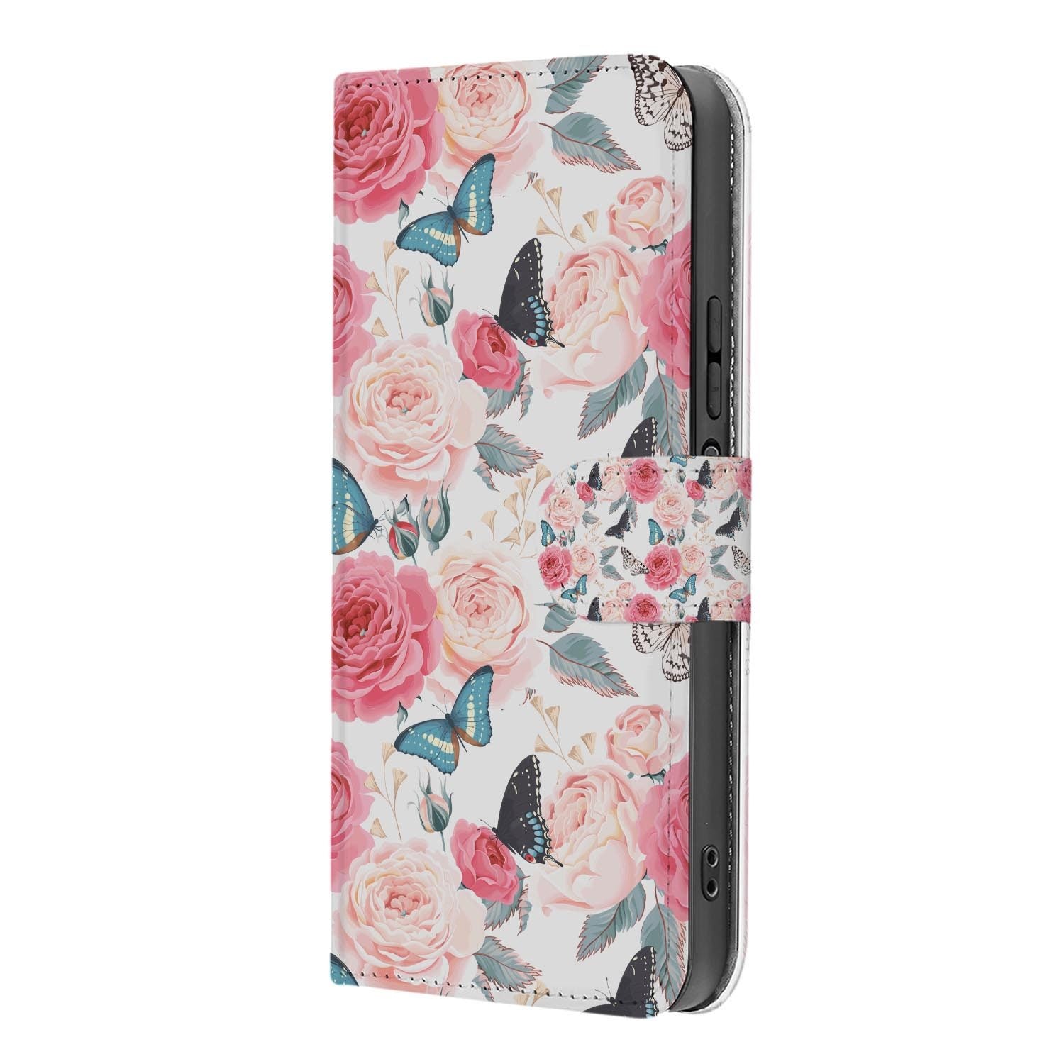 Xiaomi 17 bookcase Butterfly Roses, binnenkant met telefoon