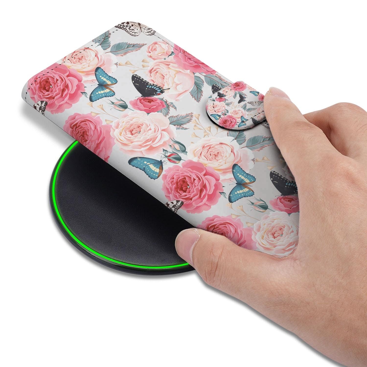 Xiaomi 17 bookcase Butterfly Roses, detail van het stiksel