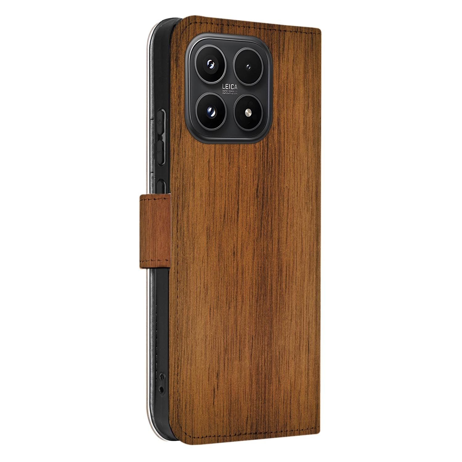 Xiaomi 17 bookcase Donker Hout, zijkant met knopuitsparingen