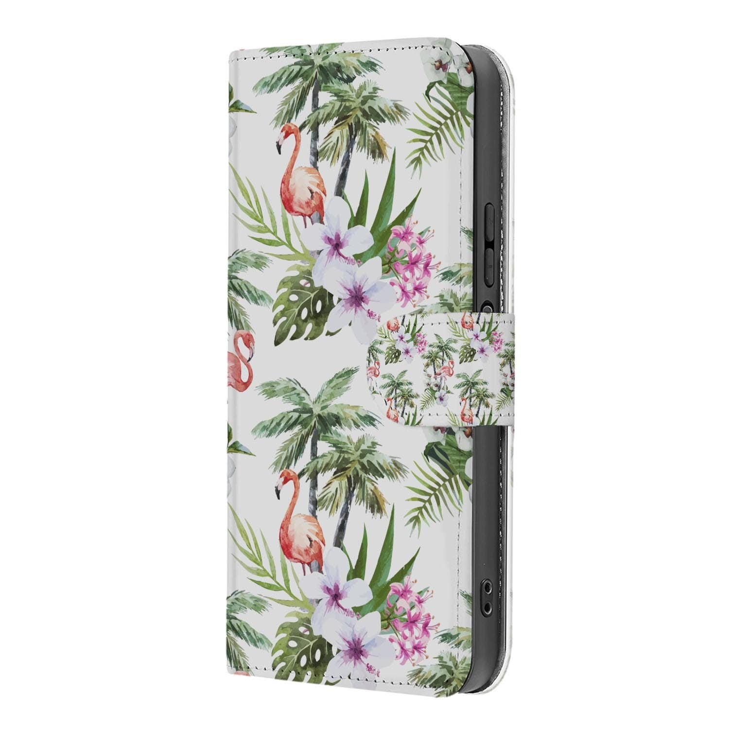 Xiaomi 17 bookcase Flamingo Palms, binnenkant met telefoon