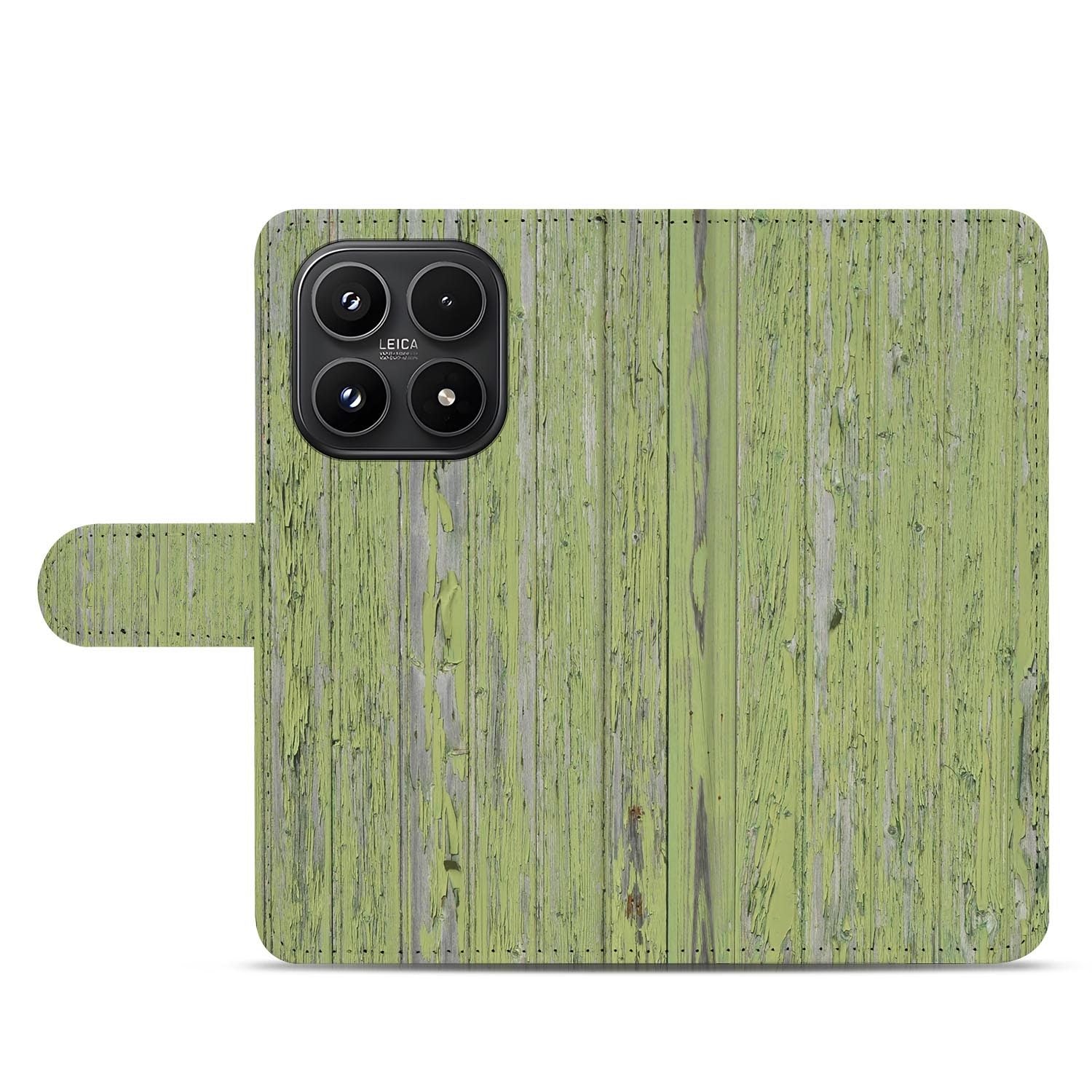 Xiaomi 17 bookcase Green Wood, open met pasjesvakken