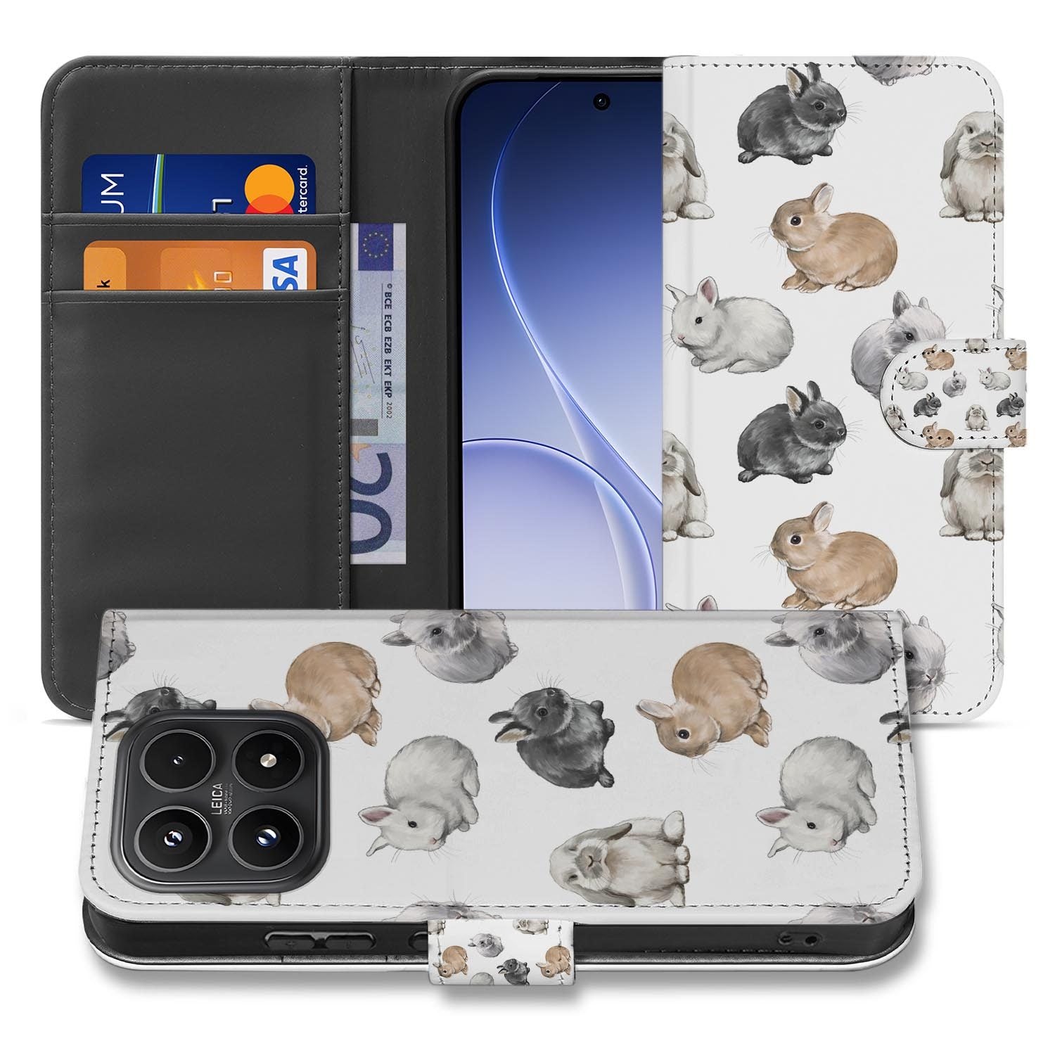 Xiaomi 17 bookcase Konijntjes, voorkant met gesloten klep