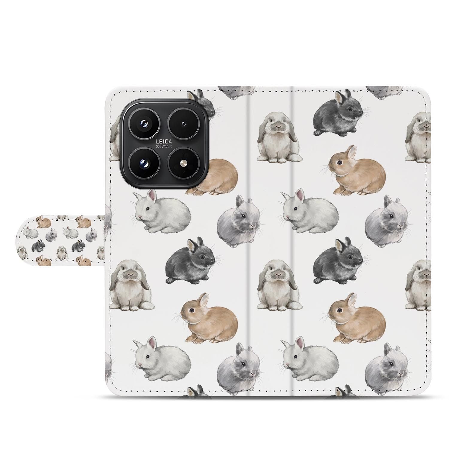 Xiaomi 17 bookcase Konijntjes, open met pasjesvakken
