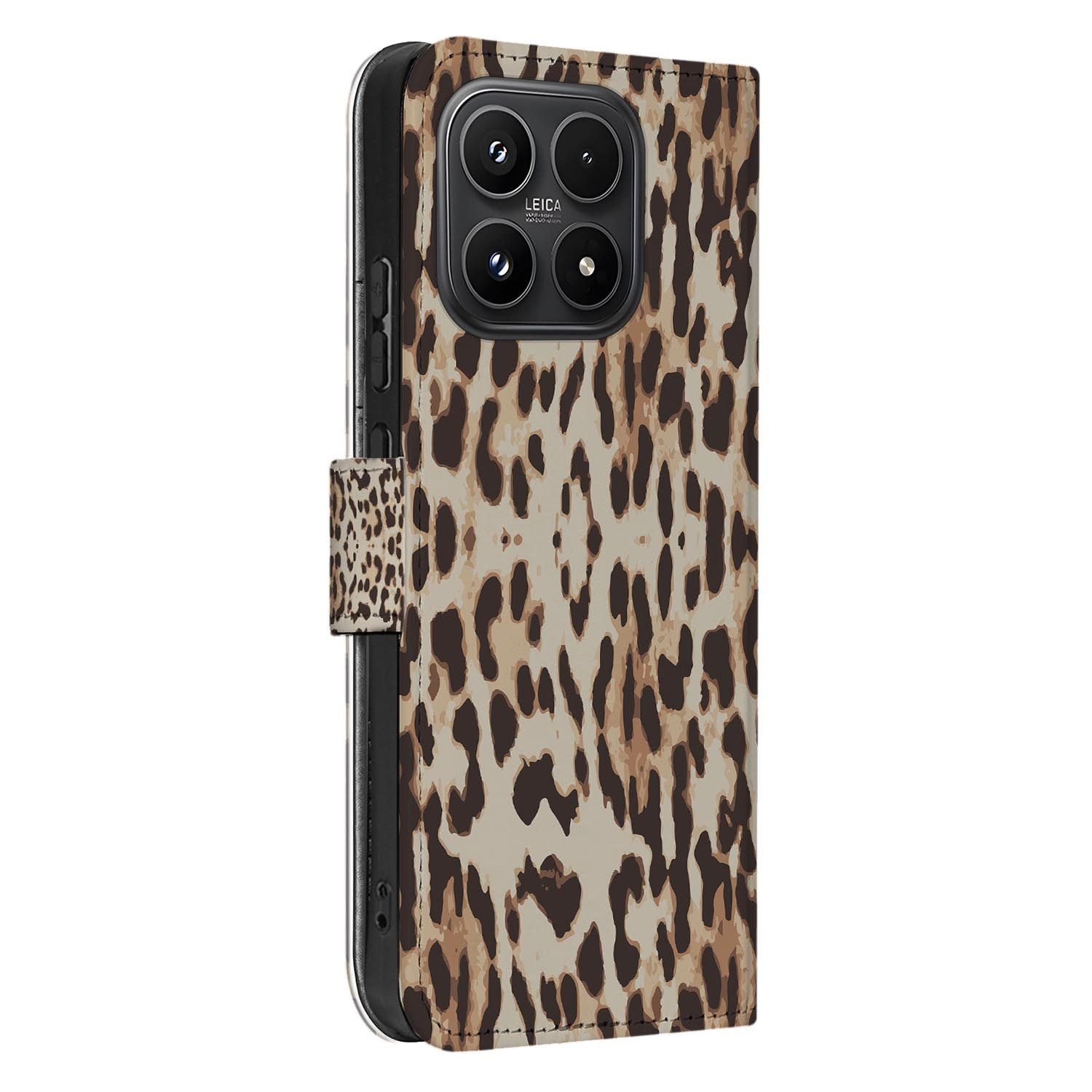 Xiaomi 17 bookcase Leopard, zijkant met knopuitsparingen