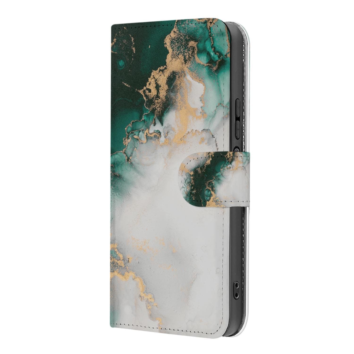 Xiaomi 17 bookcase Marmer Groen, binnenkant met telefoon