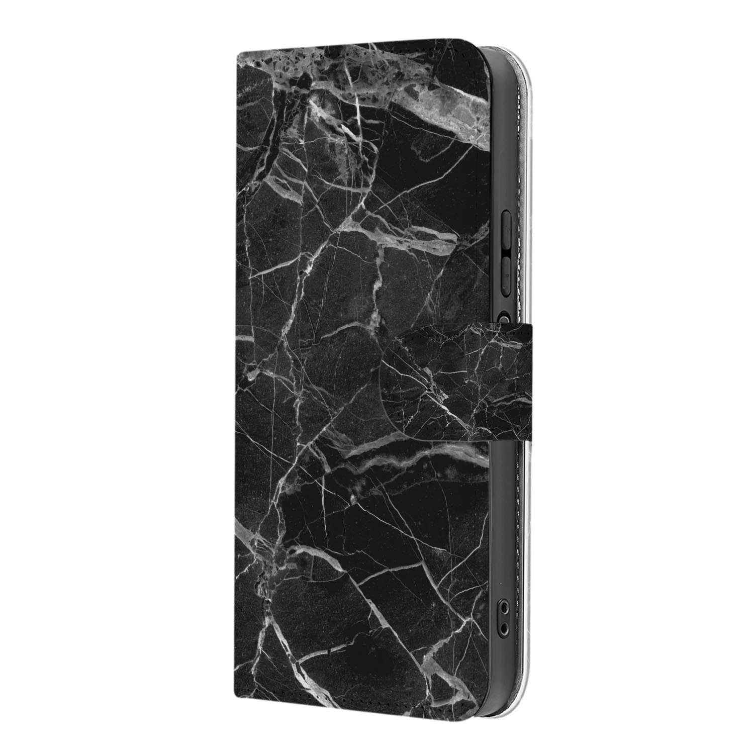 Xiaomi 17 bookcase Marmer Zwart, binnenkant met telefoon