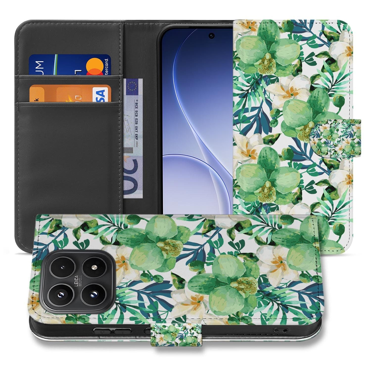 Xiaomi 17 bookcase Orchidee Groen, voorkant met gesloten klep