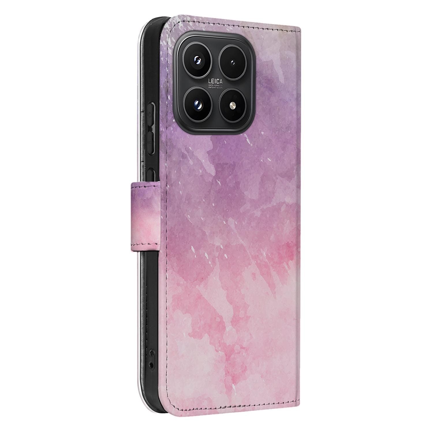 Xiaomi 17 bookcase Pink Purple Paint, zijkant met knopuitsparingen