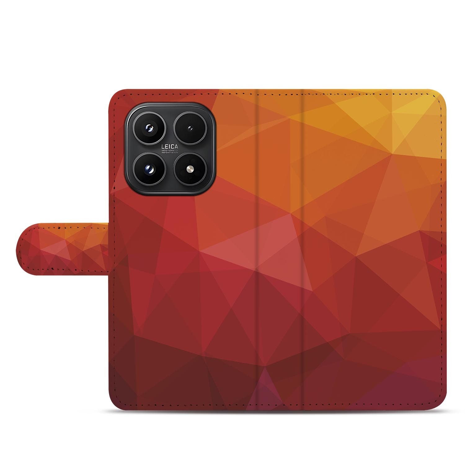 Xiaomi 17 bookcase Polygon Red, open met pasjesvakken