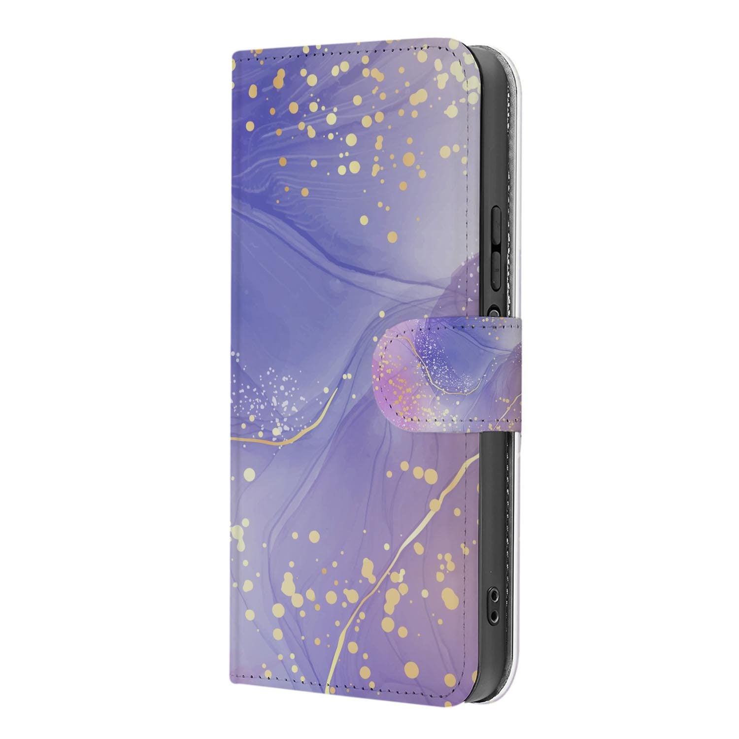 Xiaomi 17 bookcase Watercolor Paars, binnenkant met telefoon