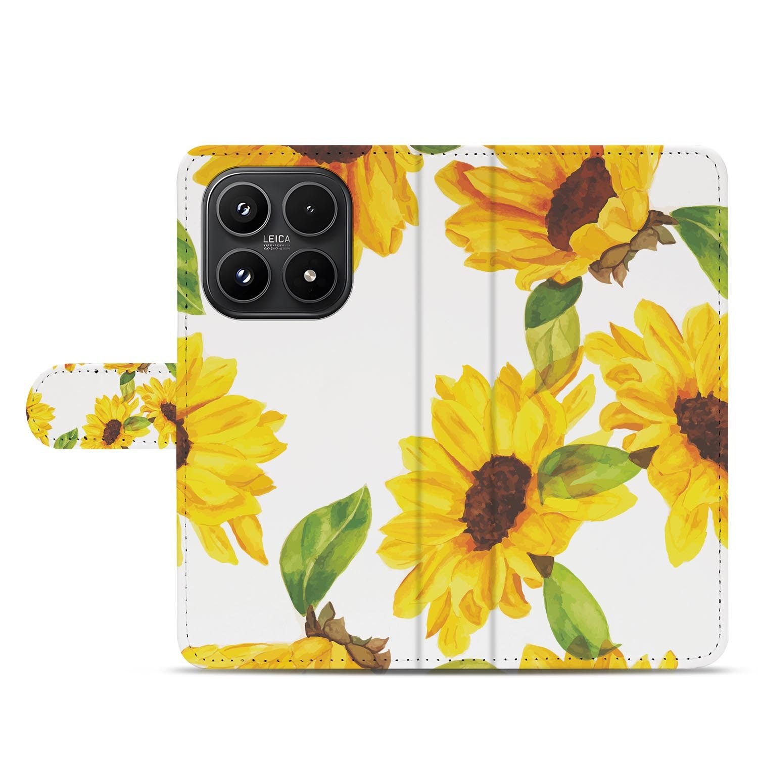 Xiaomi 17 bookcase Zonnebloemen, open met pasjesvakken
