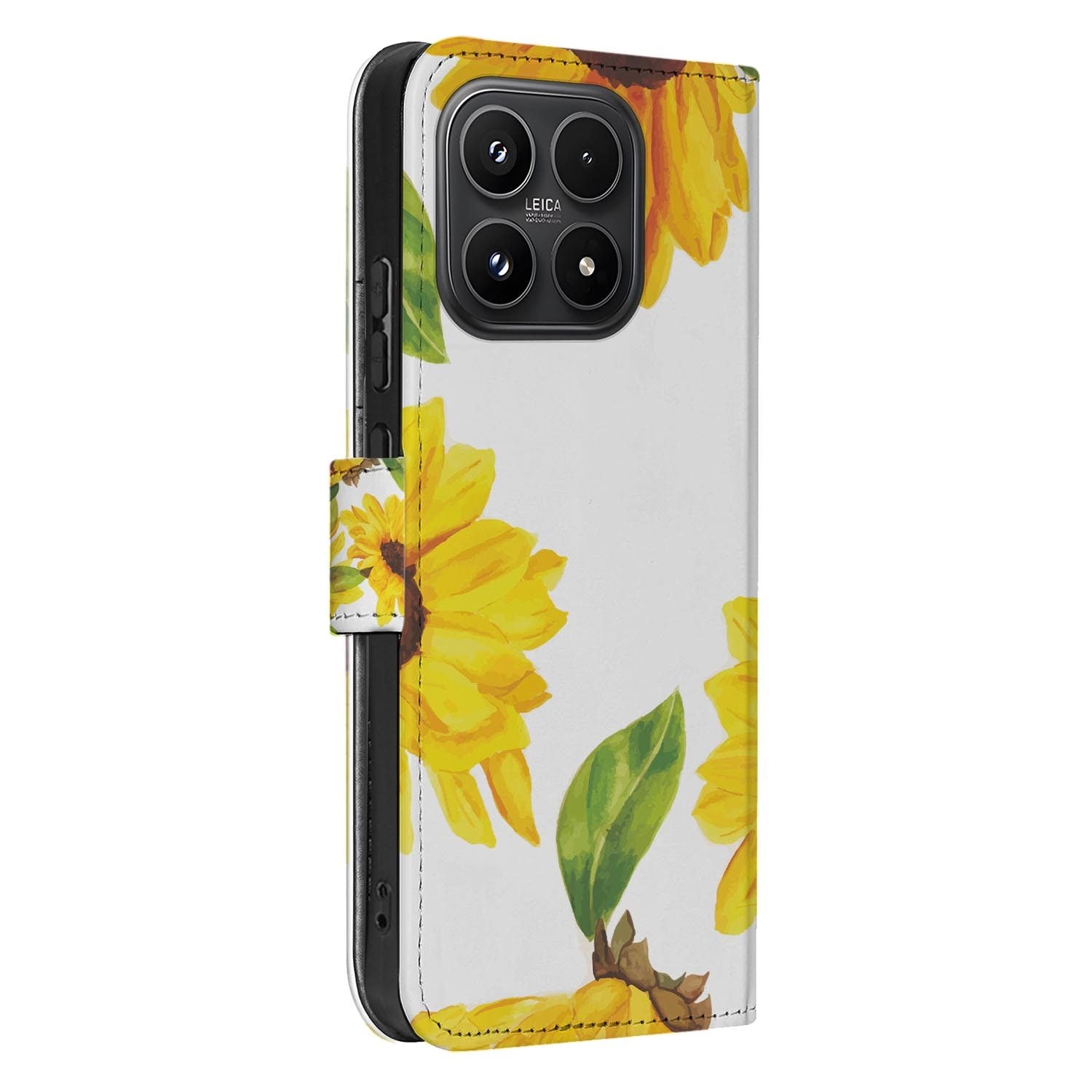 Xiaomi 17 bookcase Zonnebloemen, zijkant met knopuitsparingen