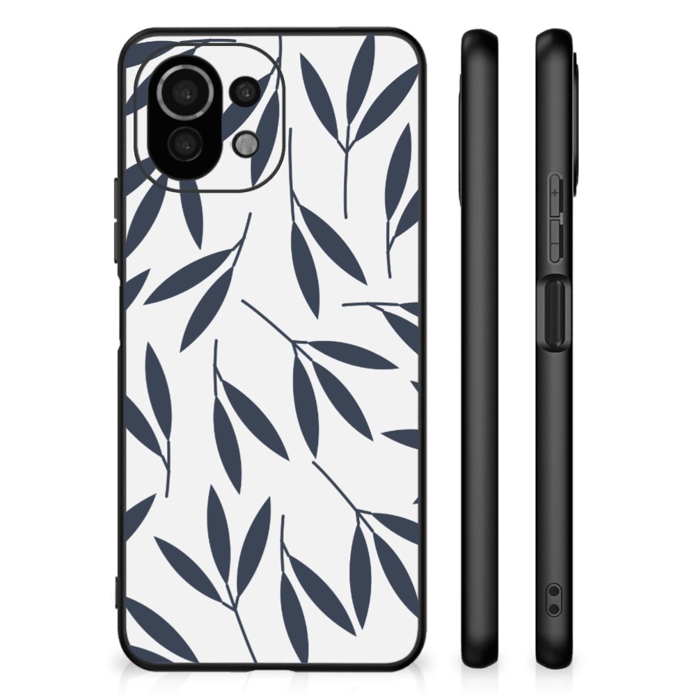 Xiaomi 11 Lite 5G NE | Mi 11 Lite Bloemen Hoesje Leaves Blue B2C Telecom
