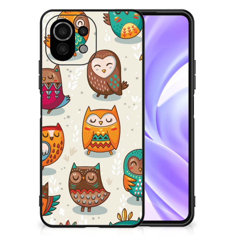 Xiaomi 11 Lite 5G NE | Mi 11 Lite Dierenprint Telefoonhoesje Vrolijke Uilen B2C Telecom
