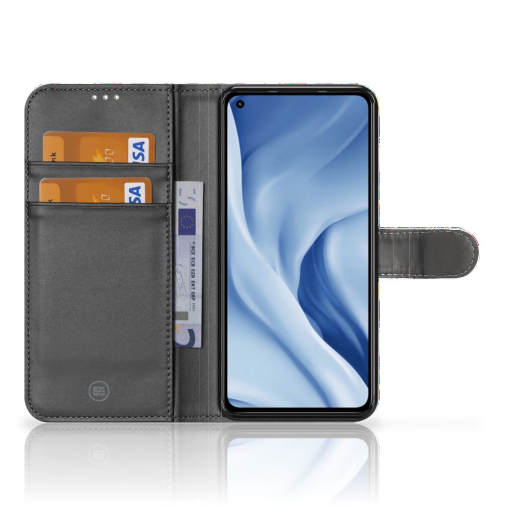 Xiaomi 11 Lite 5G NE Mi 11 Lite Telefoonhoesje met Pasjes Birds design Birds aanzicht voorkant