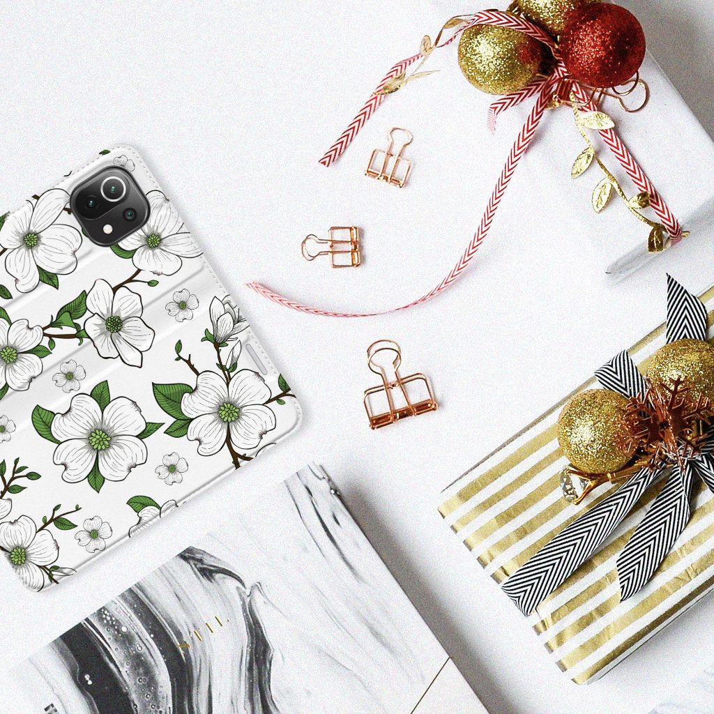 Xiaomi 11 Lite NE 5G Mi 11 Lite Smart Cover Dogwood Flowers bovenaanzicht