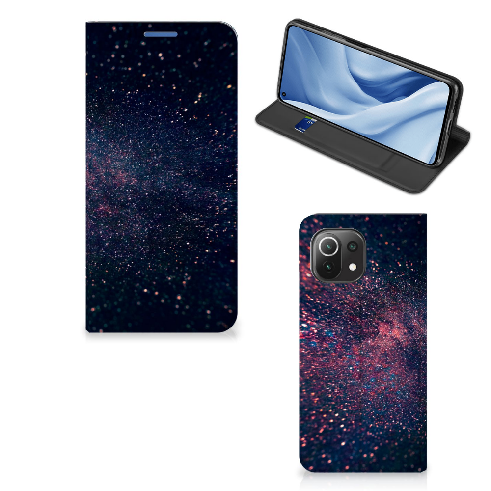 Xiaomi 11 Lite NE 5G Mi 11 Lite Stand Case Stars kunstzinnig design galaxy voorkant achterkant