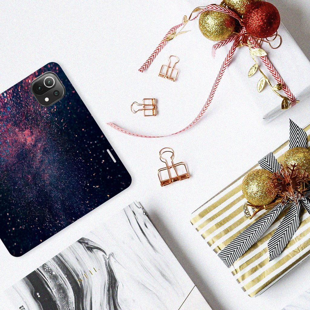 Xiaomi 11 Lite NE 5G | Mi 11 Lite Stand Case Stars design sterren patroon bovenaanzicht