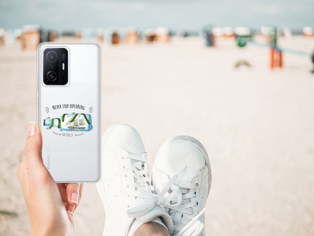 Xiaomi 11T | 11T Pro Telefoonhoesje met Naam Boho Bottle achterzijde strand