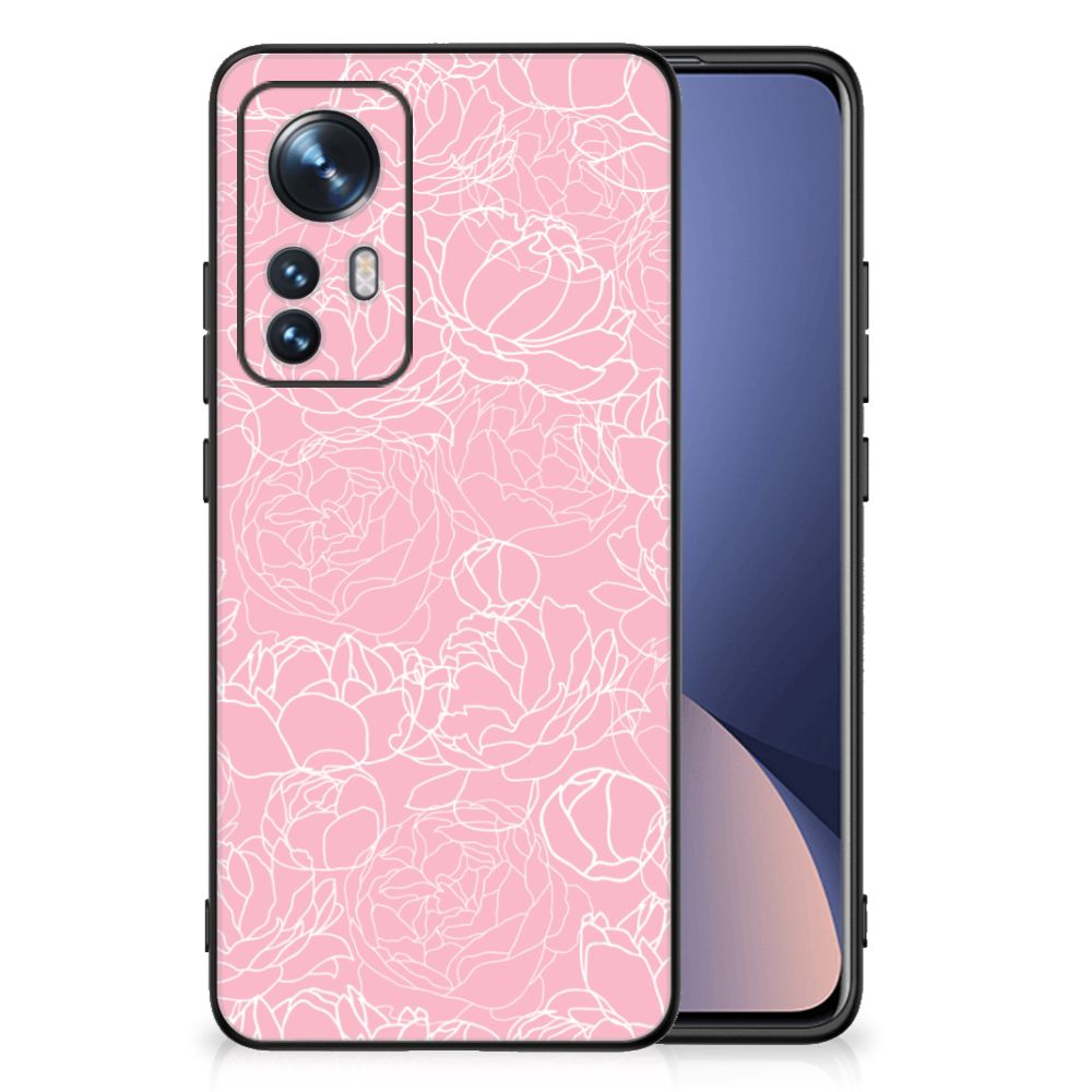 Xiaomi 12 | 12X Bloemen Hoesje White Flowers bloemen print achterkant