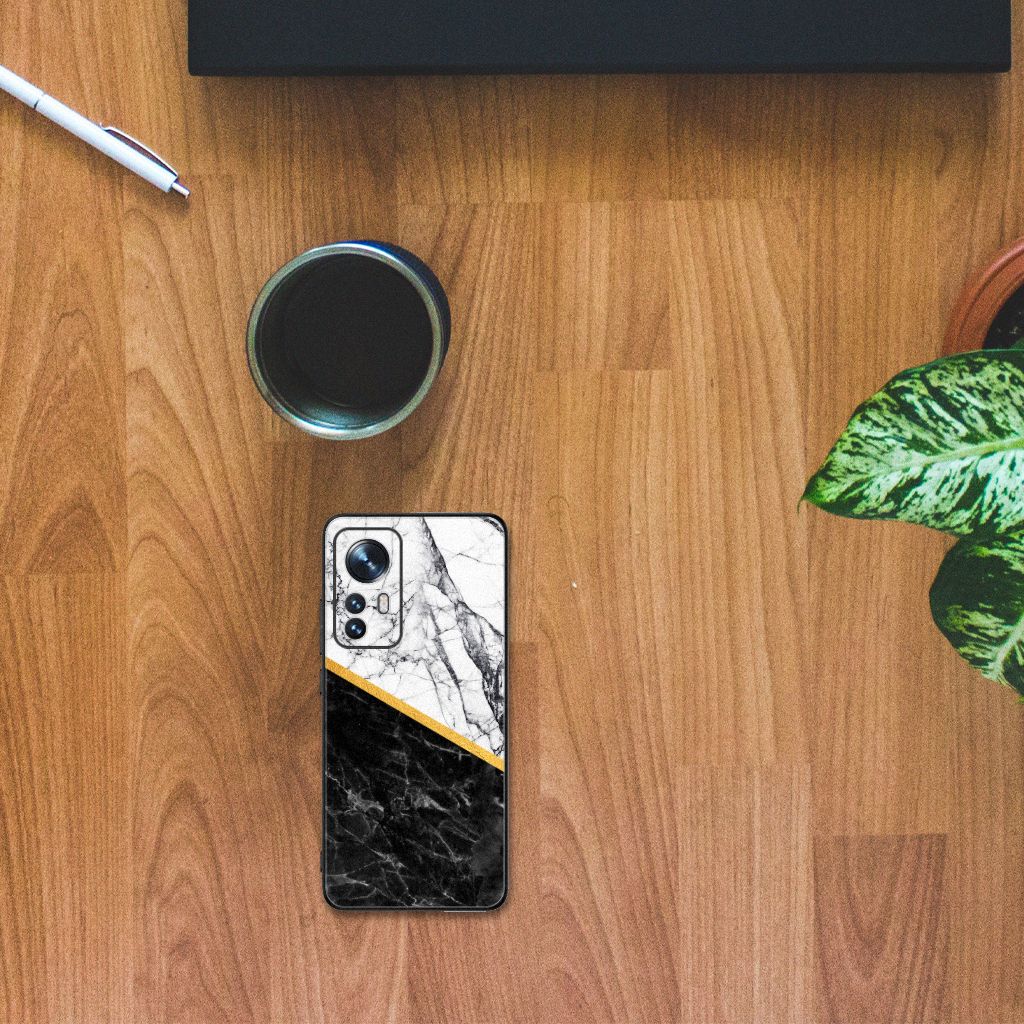 Xiaomi 12 | 12X Marmeren Print Telefoonhoesje Marmer Wit Zwart - Origineel Cadeau Man B2C Telecom