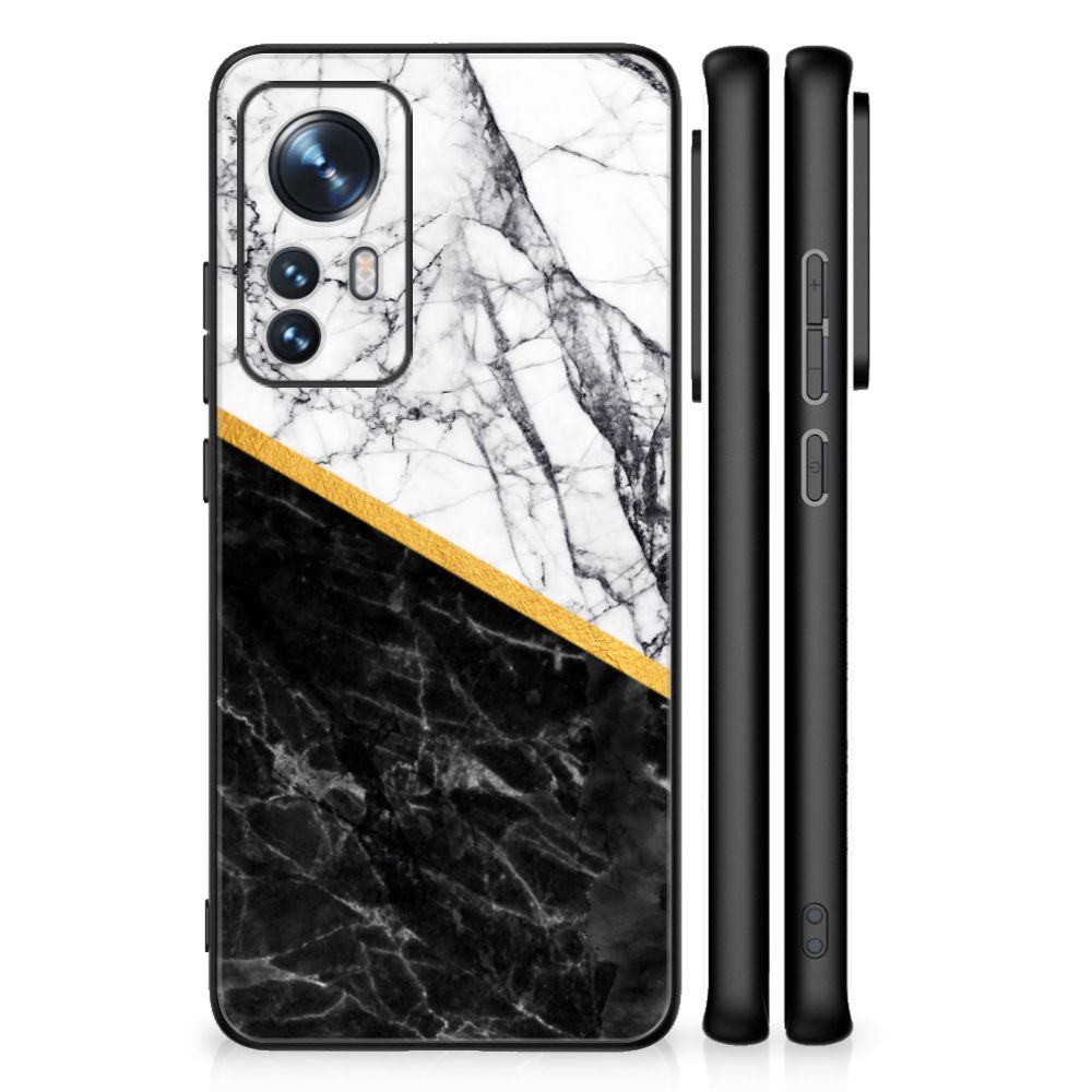 Xiaomi 12 | 12X Marmeren Print Telefoonhoesje Marmer Wit Zwart - Origineel Cadeau Man B2C Telecom