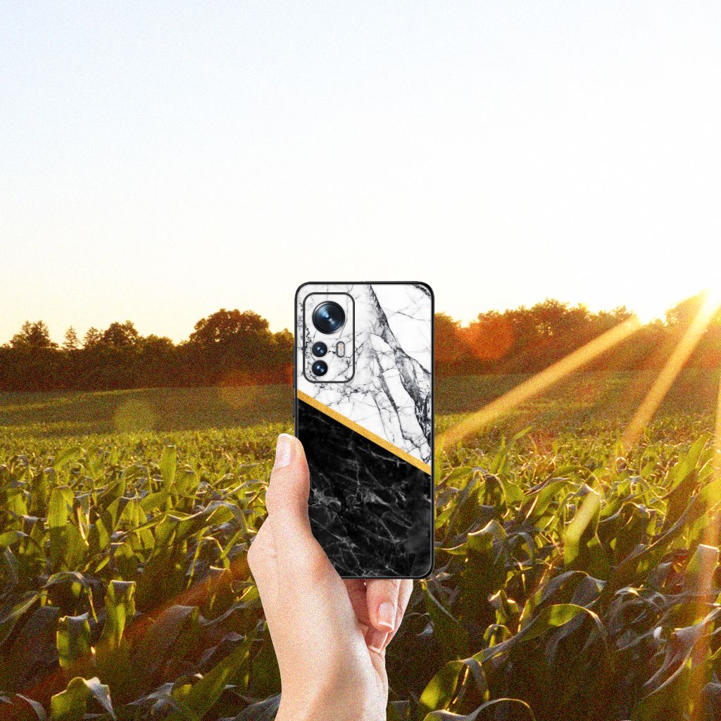 Xiaomi 12 | 12X Marmeren Print Telefoonhoesje Marmer Wit Zwart - Origineel Cadeau Man B2C Telecom