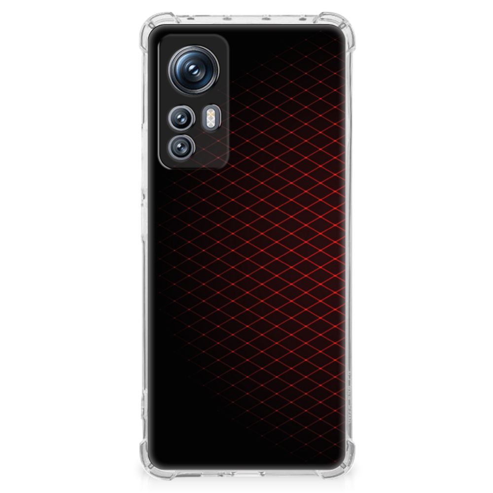 Xiaomi 12 | 12x Doorzichtige Silicone Hoesje Geruit Rood B2C Telecom