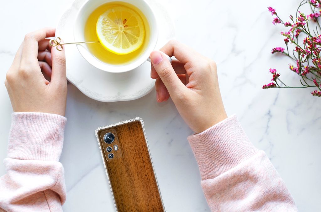 Xiaomi 12 | 12x Stevig Telefoonhoesje Donker Hout B2C Telecom