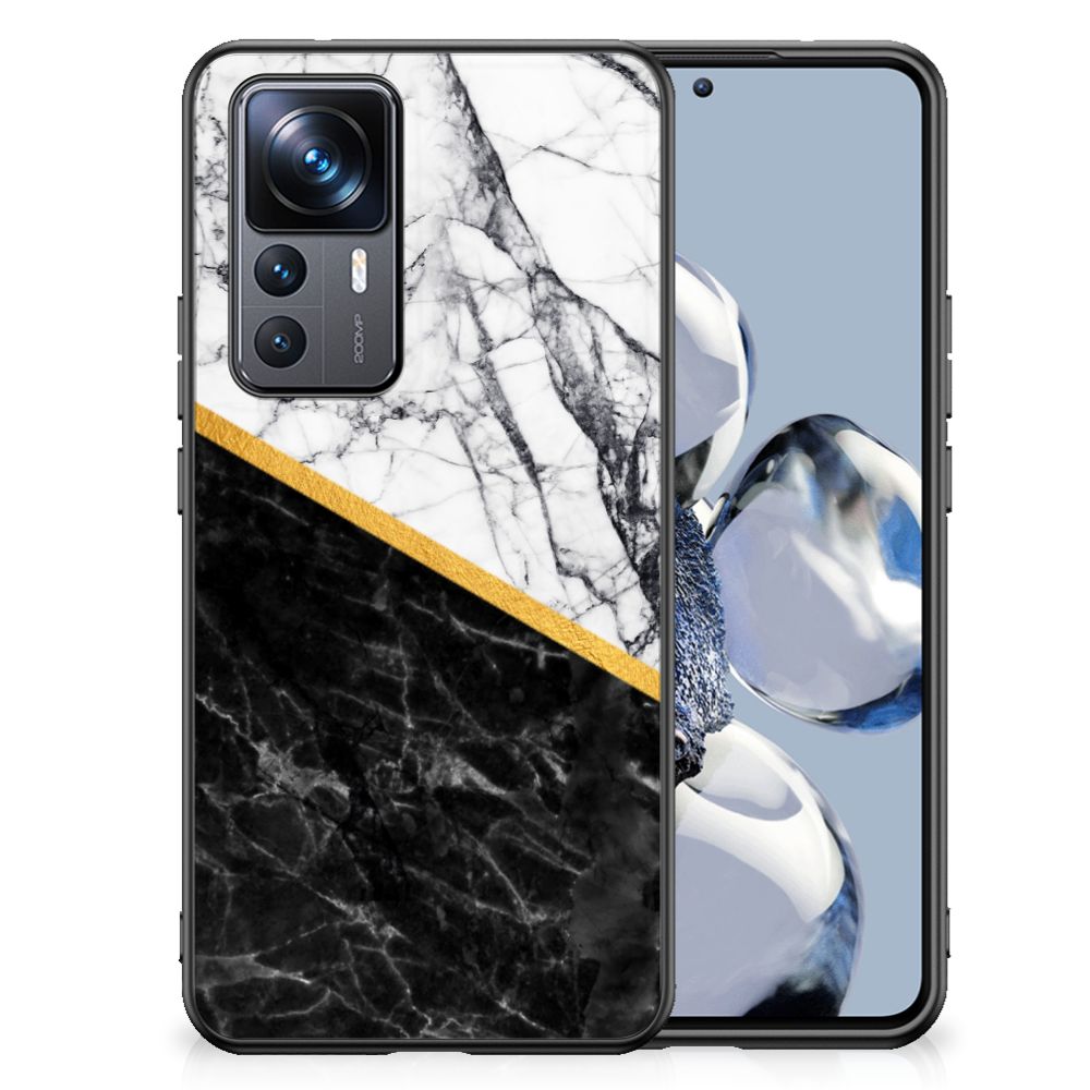 Xiaomi 12T | 12T Pro Marmeren Print Telefoonhoesje Marmer Wit Zwart - Origineel Cadeau Man B2C Telecom