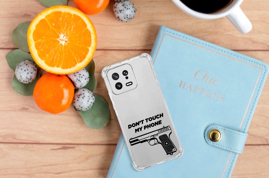 Xiaomi 13 Anti Shock Case Pistol DTMP telefoonhoesje met pistool ontwerp bovenaanzicht