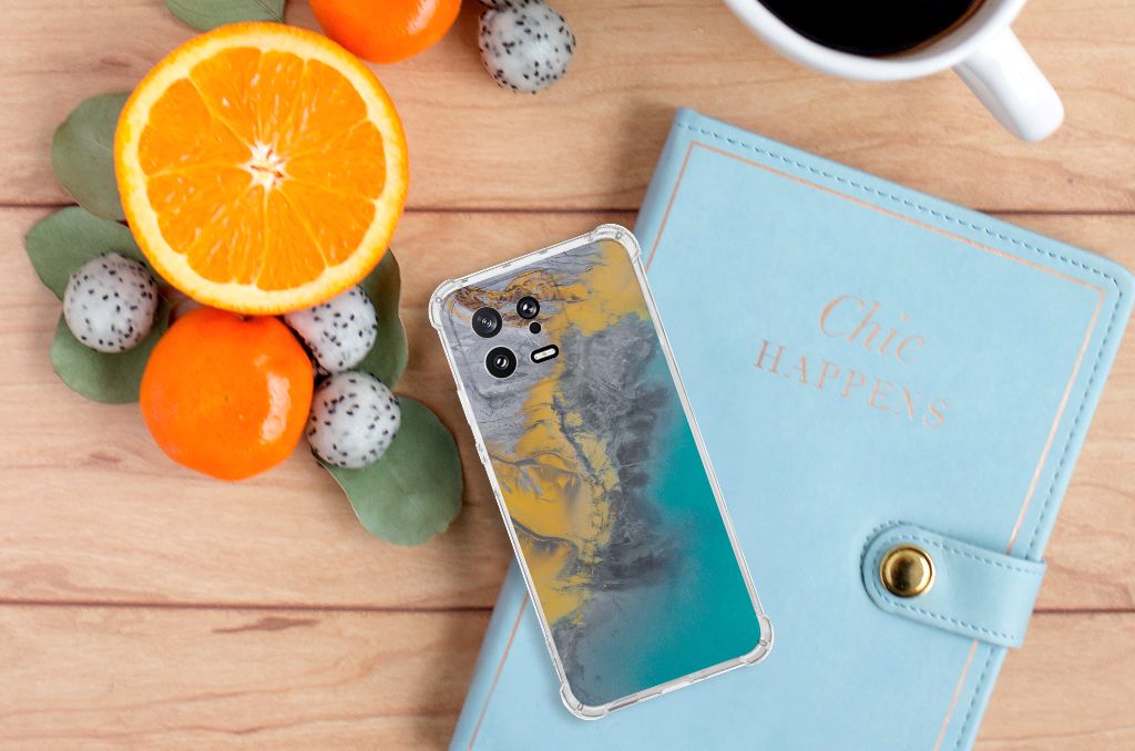 Xiaomi 13 Anti-Shock Hoesje Marble Blue Gold B2C Telecom